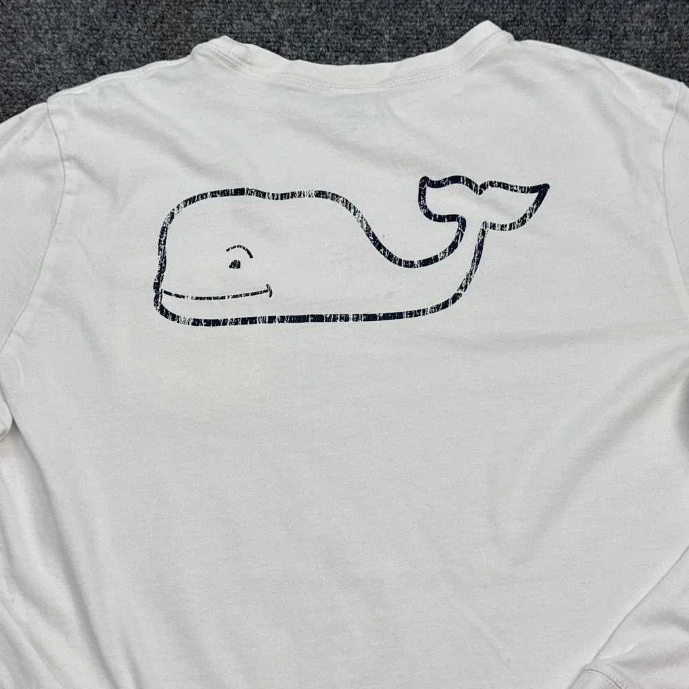 Vineyard Vines T Shirt Youth Size XL White Long‎ Sleeve Double Sided Pocket Tee